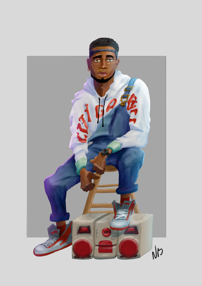 Stylized portrait with Boom Box